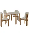 Manhattan Comfort Mid-century Modern Gales 5pc Round 46in Dining Table Set