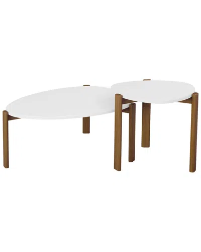 Manhattan Comfort Mid-century Modern Gales End Table & Coffee Table In White