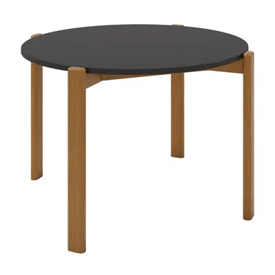 Manhattan Comfort Mid Century Modern Gales Round 46.54 Dining Table Solid Wood Legs Black
