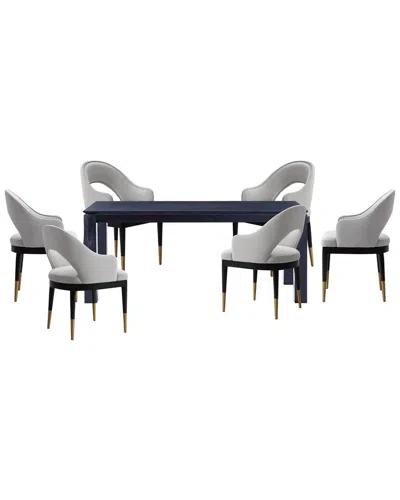 Manhattan Comfort Modern 7pc Full Dining Set In Gray