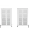 Manhattan Comfort Modern Abbey Décor Ribbed Tempered Glass Cabinet In White