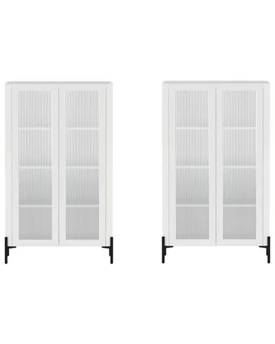 MANHATTAN COMFORT MANHATTAN COMFORT MODERN ABBEY DÉCOR RIBBED TEMPERED GLASS CABINET