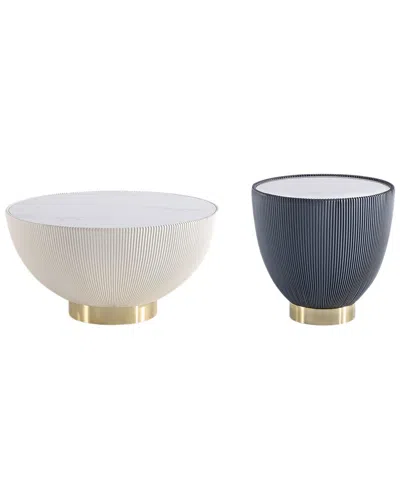 Manhattan Comfort Modern Anderson Coffee Table And End Table In Multi
