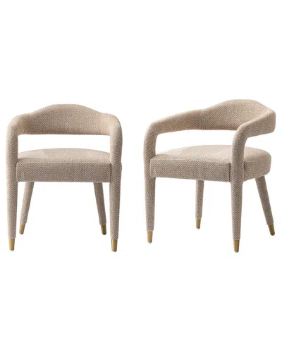 Manhattan Comfort Modern Aspen Tweed Dining Armchair In Neutral