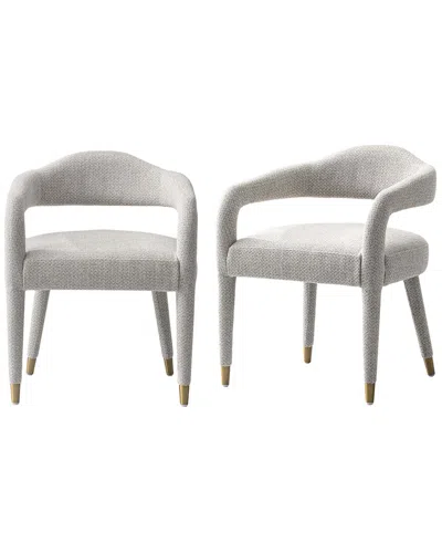 Manhattan Comfort Modern Aspen Tweed Dining Armchair In Gray