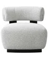 Manhattan Comfort Bartow Modern Woven Fabric Upholstered Accent Chair In White