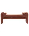 Manhattan Comfort Concord 59" Modern Chenille Upholstered Bench In Orange