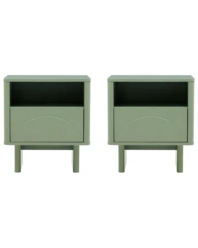 Manhattan Comfort Modern Ella Nightstand In Green