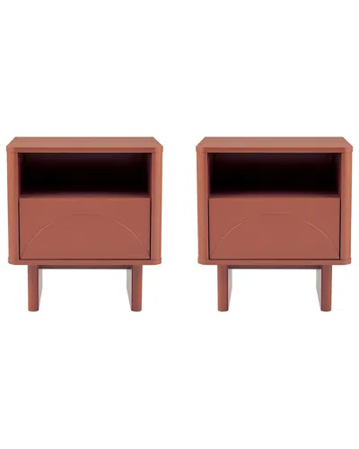 Manhattan Comfort Modern Ella Nightstand In Orange
