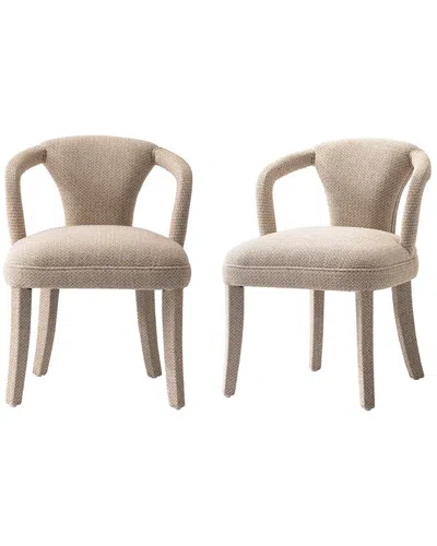 Manhattan Comfort Modern Palmer Tweed Dining Armchair In Gold
