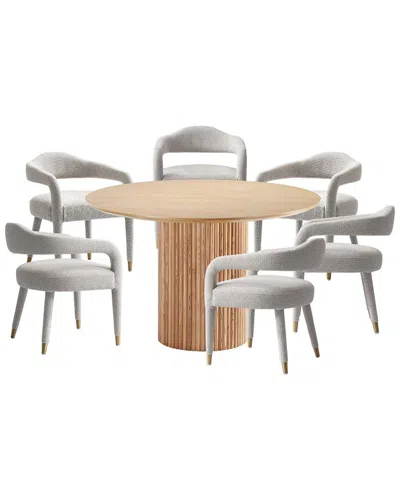 Manhattan Comfort Modern Round Dining Table & Chairs Set In Multi