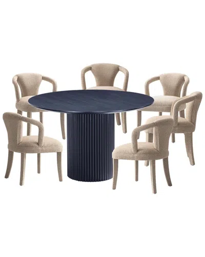 Manhattan Comfort Modern Round Dining Table & Chairs Set In Multi