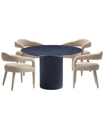Manhattan Comfort Modern Round Dining Table & Chairs Set In Multi