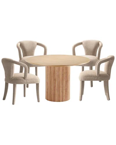 Manhattan Comfort Modern Round Dining Table & Chairs Set In Multi