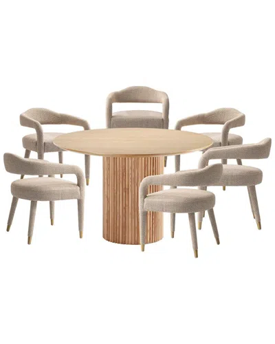 Manhattan Comfort Modern Round Dining Table & Chairs Set In Multi