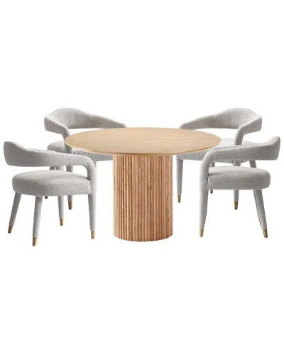Manhattan Comfort Modern Round Dining Table & Chairs Set In Multi