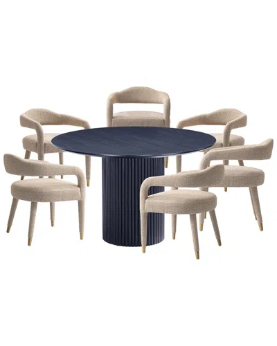 Manhattan Comfort Modern Round Dining Table & Chairs Set In Animal Print