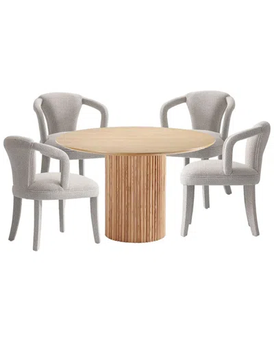 Manhattan Comfort Modern Round Dining Table & Chairs Set In Multi