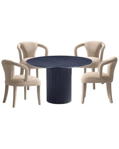 Manhattan Comfort Modern Round Dining Table & Chairs Set In Multi