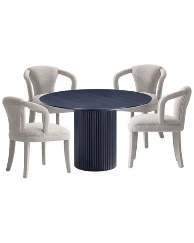 Manhattan Comfort Modern Round Dining Table & Chairs Set In Gray