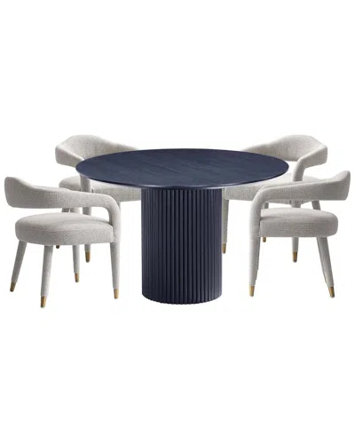 Manhattan Comfort Modern Round Dining Table & Chairs Set In Gray