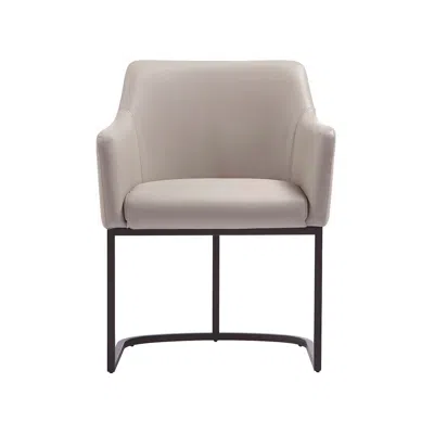 Manhattan Comfort Modern Serena Dining Armchair In Leatherette With Steel Legs In Light Grey In White