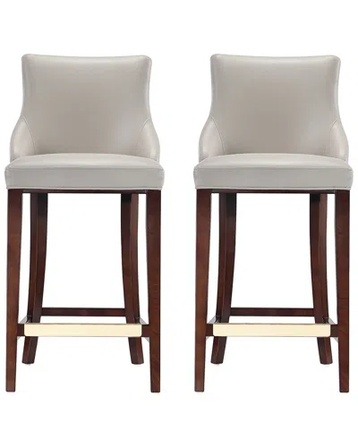 Manhattan Comfort Modern Set Of 2 Shubert Upholstered Barstools In White