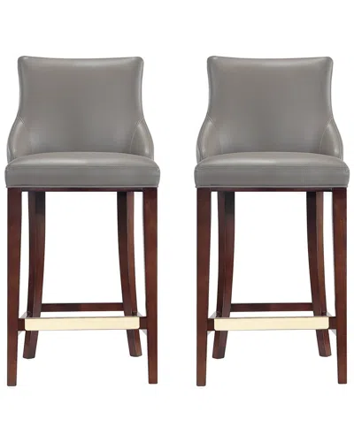 Manhattan Comfort Modern Set Of 2 Shubert Upholstered Barstools In Brown