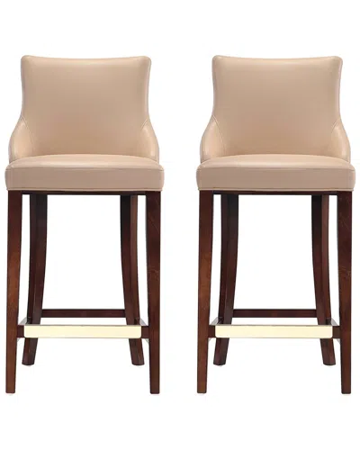 Manhattan Comfort Modern Set Of 2 Shubert Upholstered Barstools In Orange
