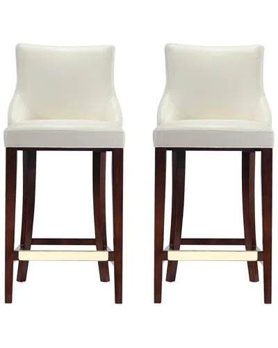 Manhattan Comfort Modern Set Of 2 Shubert Upholstered Barstools In White