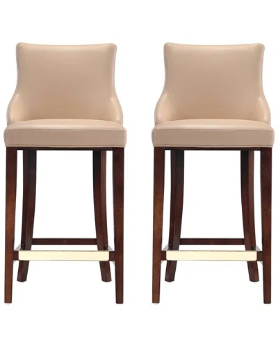 Manhattan Comfort Modern Set Of 2 Shubert Upholstered Barstools In Brown