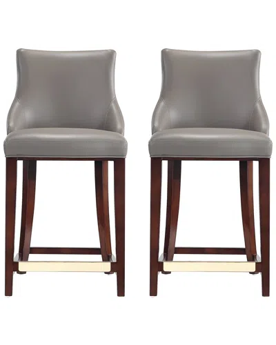 Manhattan Comfort Modern Set Of 2 Shubert Upholstered Counter Stools In Gray