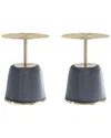 Manhattan Comfort Anderson 2-piece 15.75" Wide Leatherette Upholstered End Table Set