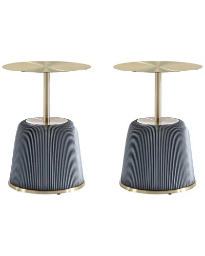 Manhattan Comfort Modern Set Of 2 Upholstered Anderson 1 End Tables In Blue