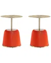 Manhattan Comfort Anderson 2-piece 15.75" Wide Leatherette Upholstered End Table Set
