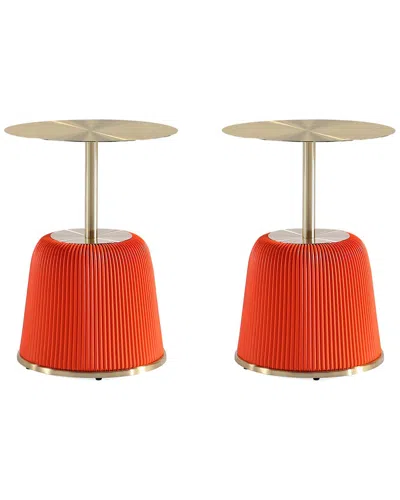 Manhattan Comfort Modern Set Of 2 Upholstered Anderson 1 End Tables In Orange