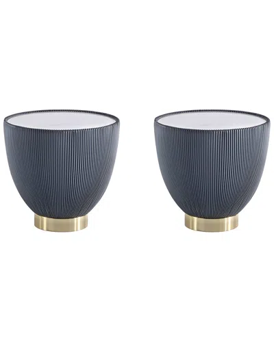 Manhattan Comfort Modern Set Of 2 Upholstered Anderson 2 End Tables In Blue