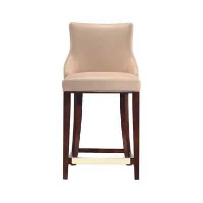 Manhattan Comfort Modern Shubert Counter Stool Upholstered In Tan Leatherette