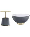 Manhattan Comfort Anderson 2-piece Leatherette Upholstered Coffee Table And End Table Set