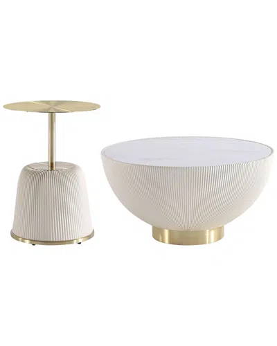 Manhattan Comfort Modern Upholstered Anderson Coffee Table & Anderson 1 End  Table In Brown