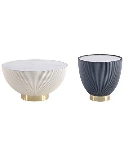 MANHATTAN COMFORT MANHATTAN COMFORT MODERN UPHOLSTERED ANDERSON COFFEE TABLE & ANDERSON 2 END  TABLE