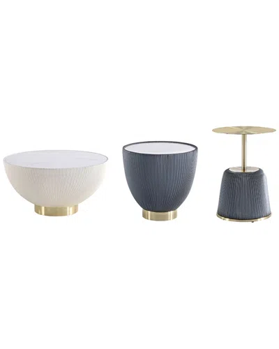 MANHATTAN COMFORT MANHATTAN COMFORT MODERN UPHOLSTERED ANDERSON COFFEE TABLE WITH ANDERSON 1 & 2  END TABLES