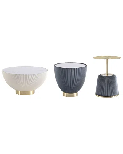 MANHATTAN COMFORT MANHATTAN COMFORT MODERN UPHOLSTERED ANDERSON COFFEE TABLE WITH ANDERSON 1 & 2  END TABLES