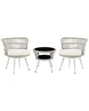 Manhattan Comfort Monaco Patio 2-person Seating Group With End Table In White