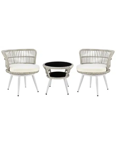 Manhattan Comfort Monaco Patio 2-person Seating Group With End Table In White