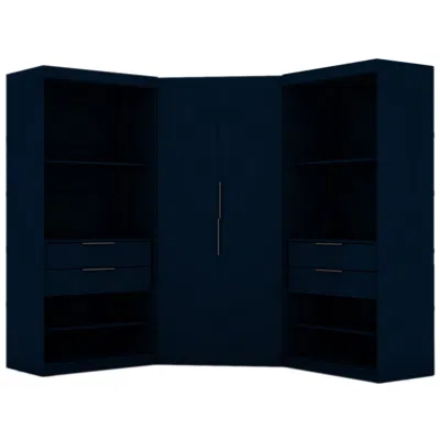 Manhattan Comfort Set Of 3 Mulberry 2.0 Semi Open 3-sectional Corner Closets In Blue