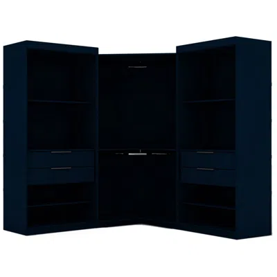 Manhattan Comfort Set Of 3 Mulberry Open 3-sectional Corner Closets In Blue
