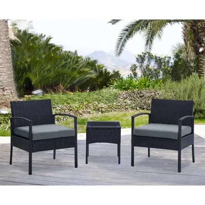 Manhattan Comfort Noli Modern 2-person Patio Conversation Sets With Polyester Cushions In Multi