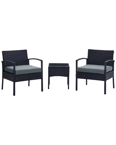 Manhattan Comfort Noli Patio 2-person Seating Group With End Table In Black