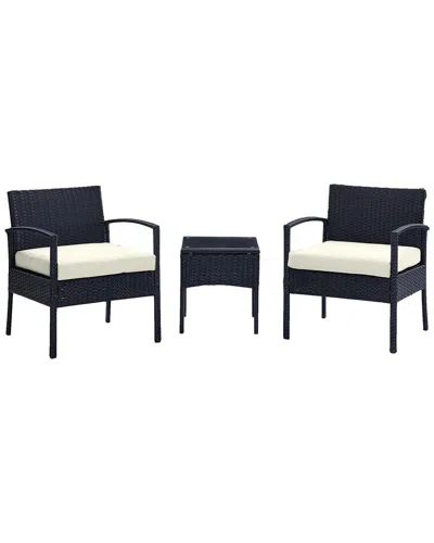 Manhattan Comfort Noli Patio 2-person Seating Group With End Table In Black